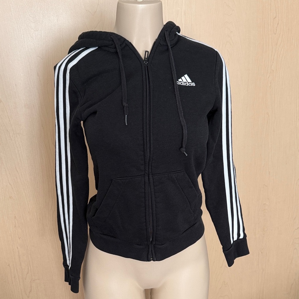 Adidas black zip up Sweatshirt size XS